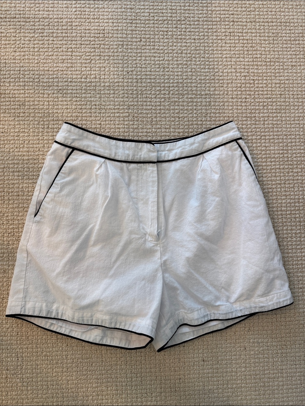 White Women's Piped Casual Shorts